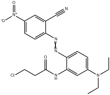 3-chloro-N-[2-[(2-cyano-4-nitrophenyl)azo]-5-(diethylamino)phenyl]propionamide Struktur