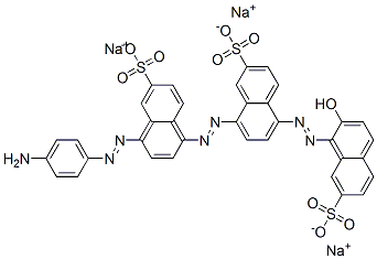 trisodium 8-[[4-[(4-aminophenyl)azo]-6-sulphonatonaphthyl]azo]-5-[(2-hydroxy-7-sulphonatonaphthyl)azo]naphthalene-2-sulphonate Structure