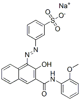 sodium 3-[[2-hydroxy-3-[(2-methoxyphenyl)carbamoyl]-1-naphthyl]azo]benzenesulphonate Struktur