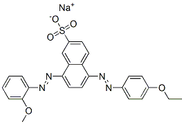 sodium 5-[(4-ethoxyphenyl)azo]-8-[(2-methoxyphenyl)azo]naphthalene-2-sulphonate Struktur