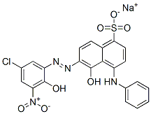 6-[(5-クロロ-2-ヒドロキシ-3-ニトロフェニル)アゾ]-5-ヒドロキシ-4-(フェニルアミノ)-1-ナフタレンスルホン酸ナトリウム 化学構造式
