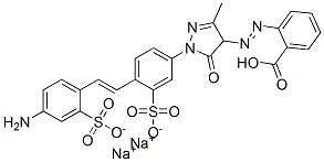 disodium hydrogen 2-[[1-[4-[2-(4-amino-2-sulphonatophenyl)vinyl]-3-sulphonatophenyl]-4,5-dihydro-3-methyl-5-oxo-1H-pyrazol-4-yl]azo]benzoate Structure