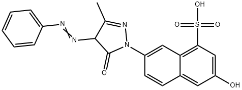 7-[[4,5-ジヒドロ-3-メチル-5-オキソ-4-(フェニルアゾ)-1H-ピラゾール]-1-イル]-3-ヒドロキシ-1-ナフタレンスルホン酸 化学構造式