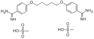 4,4'-[1,5-ペンタンジイルビス(オキシ)]ビス[ベンズアミジン]·2メタンスルホン酸 化学構造式