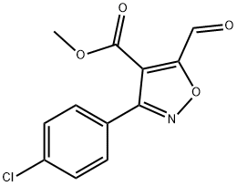 4-Isoxazolecarboxylicacid,3-(4-chlorophenyl)-5-formyl-,methylester(9CI) Structure
