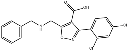4-Isoxazolecarboxylic  acid,  3-(2,4-dichlorophenyl)-5-[[(phenylmethyl)amino]methyl]- Struktur