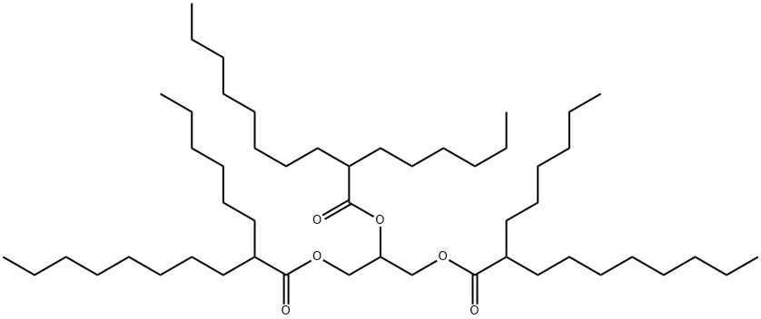 トリス(2-ヘキシルデカン酸)1,2,3-プロパントリイル 化学構造式