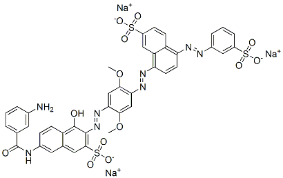 7-[(3-Aminobenzoyl)amino]-3-[[2,5-dimethoxy-4-[[7-sulfo-4-[(3-sulfophenyl)azo]-1-naphthalenyl]azo]phenyl]azo]-4-hydroxy-2-naphthalenesulfonic acid trisodium salt 结构式