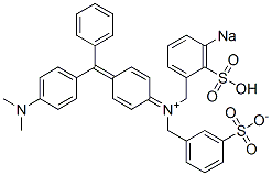 N-[4-[[4-(Dimethylamino)phenyl]phenylmethylene]-2,5-cyclohexadien-1-ylidene]-N-(3-sulfonatobenzyl)-3-sodiosulfobenzenemethanaminium Structure