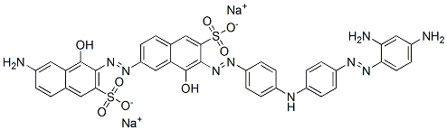 7-Amino-7'-[[4-[[4-[(2,4-diaminophenyl)azo]phenyl]amino]phenyl]azo]-1,8'-dihydroxy[2,2'-azobisnaphthalene]-3,6'-disulfonic acid disodium salt 结构式