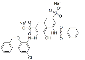 Dinatrium-3-[[5-chlor-2-(phenylmethoxy)phenyl]azo]-4-hydroxy-5-[[(p-tolyl)sulfonyl]amino]naphthalin-2,7-disulfonat