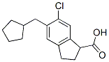6-chloro-5-(cyclopentylmethyl)-2,3-dihydro-1H-indene-1-carboxylic acid Struktur