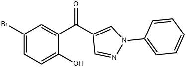 (5-ブロモ-2-ヒドロキシ-フェニル)-(1-フェニル-1H-ピラゾール-4-イル)ケトン 化学構造式