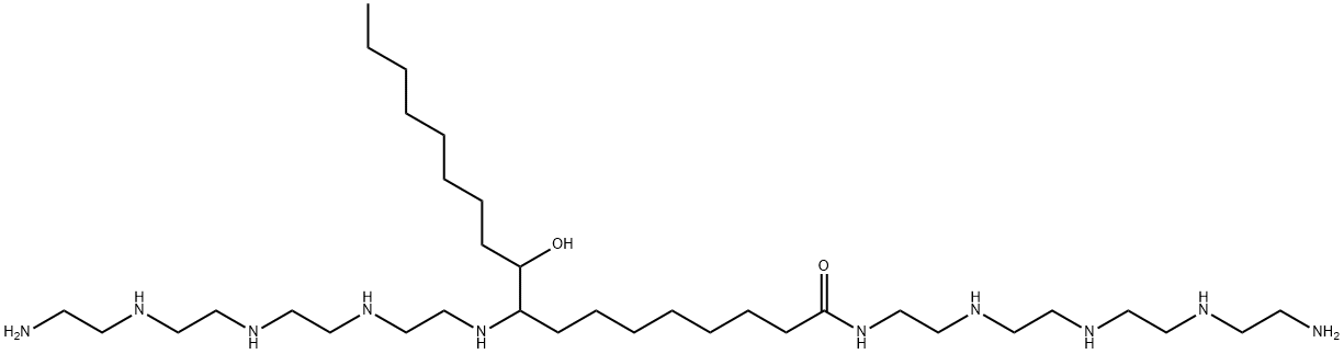 21-amino-N-[2-[[2-[[2-[(2-aminoethyl)amino]ethyl]amino]ethyl]amino]ethyl]-9-(1-hydroxynonyl)-9,12,15,18-tetraazahenicosanamide  Struktur