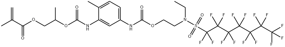 2-メチルプロペン酸2-[[[[5-[[[2-[エチル[(ペンタデカフルオロヘプチル)スルホニル]アミノ]エトキシ]カルボニル]アミノ]-2-メチルフェニル]アミノ]カルボニル]オキシ]プロピル 化学構造式