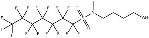 1,1,2,2,3,3,4,4,5,5,6,6,7,7,7-ペンタデカフルオロ-N-(4-ヒドロキシブチル)-N-メチル-1-ヘプタンスルホンアミド 化学構造式