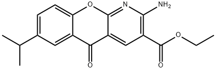 Ethyl 2-amino-7-isopropyl-5-oxo-5H-[1]benzopyrano[2,3-b]pyridine-3-carboxylate Struktur