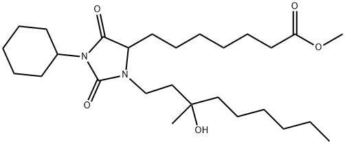 4-Imidazolidineheptanoic acid, 1-cyclohexyl-3-(3-hydroxy-3-methylnonyl)-2,5-dioxo-, methyl ester Structure