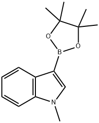1-メチル-3-(4,4,5,5-テトラメチル-1,3,2-ジオキサボロラン-2-イル)-1H-インドール 化学構造式