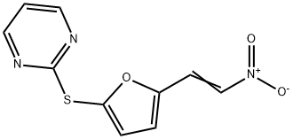 Furan, 2-(2-nitroethenyl)-5-(2-pyrimidylthio)- Structure