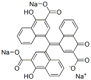 4-[ビス[4-ヒドロキシ-3-(ソジオオキシカルボニル)-1-ナフタレニル]メチレン]-1,4-ジヒドロ-1-オキソナフタレン-2-カルボン酸ナトリウム 化学構造式
