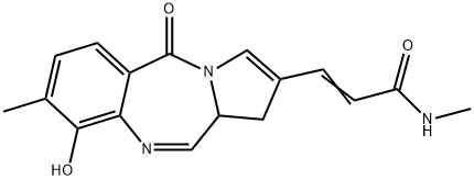 3-(5,11a-Dihydro-9-hydroxy-8-methyl-5-oxo-1H-pyrrolo[2,1-c][1,4]benzodiazepine-2-yl)-N-methylpropenamide Struktur