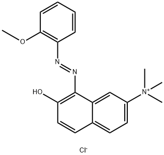 7-ヒドロキシ-8-[(2-メトキシフェニル)アゾ]-N,N,N-トリメチル-2-ナフタレンアミニウム·クロリド 化学構造式