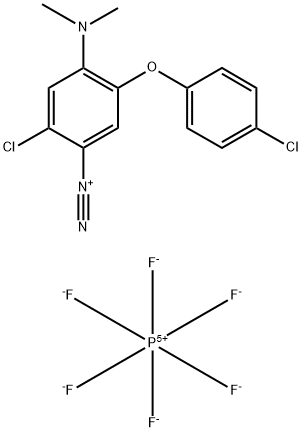 2-クロロ-5-(4-クロロフェノキシ)-4-(ジメチルアミノ)ベンゼンジアゾニウム・ヘキサフルオロホスファート 化学構造式