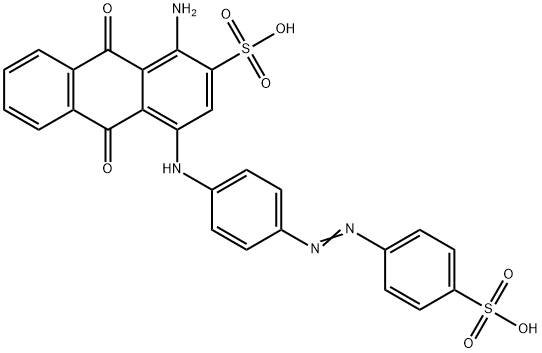 1-amino-9,10-dihydro-9,10-dioxo-4-[[4-[(4-sulphophenyl)azo]phenyl]amino]anthracene-2-sulphonic acid Struktur