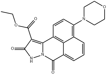 9,10-ジヒドロ-3-モルホリノ-7,10-ジオキソ-7H-ベンゾ[de]ピラゾロ[5,1-a]イソキノリン-11-カルボン酸エチル 化学構造式