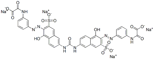 tetrasodium 2,2'-[carbonylbis[imino(1-hydroxy-3-sulphonato-6,2-naphthalenediyl)azo-3,1-phenyleneimino]]bis(2-oxoacetate)  Structure