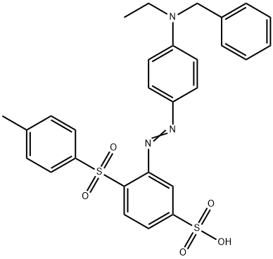 3-[[4-[エチル(フェニルメチル)アミノ]フェニル]アゾ]-4-[(4-メチルフェニル)スルホニル]ベンゼンスルホン酸 化学構造式