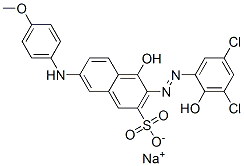 3-[(3,5-Dichloro-2-hydroxyphenyl)azo]-4-hydroxy-7-[(4-methoxyphenyl)amino]-2-naphthalenesulfonic acid sodium salt,68413-54-7,结构式