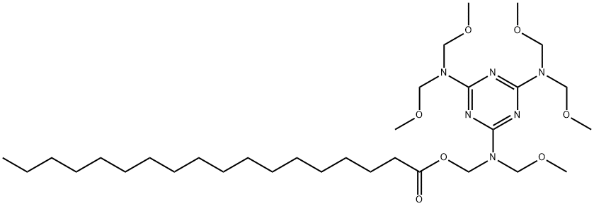 オクタデカン酸[[[4,6-ビス[ビス(メトキシメチル)アミノ]-1,3,5-トリアジン-2-イル](メトキシメチル)アミノ]メチル] 化学構造式