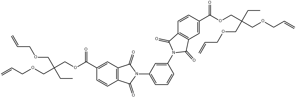 2,2'-(1,3-フェニレン)ビス[2,3-ジヒドロ-1,3-ジオキソ-1H-イソインドール-5-カルボン酸2,2-ビス[(2-プロペニルオキシ)メチル]ブチル] 化学構造式