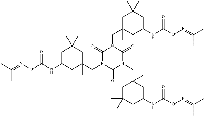 1,3,5-tris[[5-[[[(isopropylideneamino)oxy]carbonyl]amino]-1,3,3-trimethylcyclohexyl]methyl]-1,3,5-triazine-2,4,6(1H,3H,5H)-trione Struktur