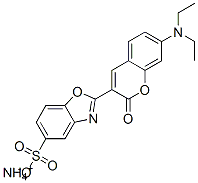 2-[7-(ジエチルアミノ)-2-オキソ-2H-1-ベンゾピラン-3-イル]-5-ベンゾオキサゾールスルホン酸アンモニウム 化学構造式