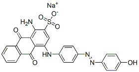 1-アミノ-9,10-ジヒドロ-4-[[4-[(4-ヒドロキシフェニル)アゾ]フェニル]アミノ]-9,10-ジオキソ-2-アントラセンスルホン酸ナトリウム 化学構造式
