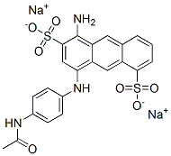 disodium 1-amino-4-[N-(4-acetylaminophenyl)amino]anthracene-2,5-disulphonate  Structure