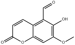 2H-1-Benzopyran-5-carboxaldehyde, 6-hydroxy-7-methoxy-2-oxo- Struktur