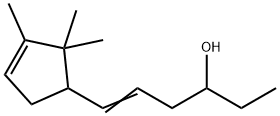 6-(2,2,3-トリメチル-3-シクロペンテン-1-イル)-5-ヘキセン-3-オール 化学構造式