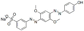 3-[[4-[(4-ヒドロキシフェニル)アゾ]-2,5-ジメトキシフェニル]アゾ]ベンゼンスルホン酸ナトリウム 化学構造式