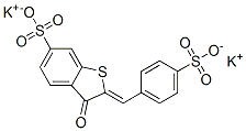 2,3-ジヒドロ-3-オキソ-2-[(4-ポタシオスルホフェニル)メチレン]ベンゾ[b]チオフェン-6-スルホン酸カリウム 化学構造式