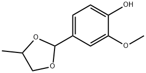 2-メトキシ-4-(4-メチル-1,3-ジオキソラン-2-イル)フェノール 化学構造式