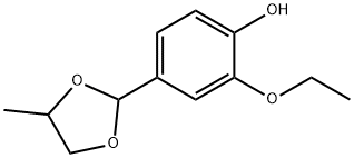 2-エトキシ-4-(4-メチル-1,3-ジオキソラン-2-イル)フェノール 化学構造式