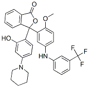 3-(2-Hydroxy-4-piperidinophenyl)-3-[2-methoxy-5-[3-(trifluoromethyl)phenylamino]phenyl]phthalide Struktur