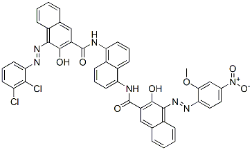 4-[(2,3-dichlorophenyl)azo]-3-hydroxy-N-[5-[[[3-hydroxy-4-[(2-methoxy-4-nitrophenyl)azo]-2-naphthyl]carbonyl]amino]-1-naphthyl]naphthalene-2-carboxamide Struktur
