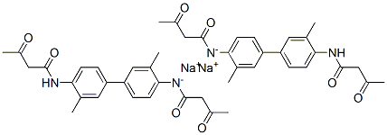 1,1′-[3,3′-ジメチル[1,1′-ビフェニル]-4,4′-ジイルビス(イミノ)]ビス[1,3-ジオキソブタン-2-イド]・2ナトリウム 化学構造式