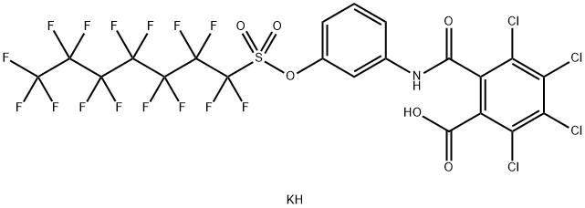 2,3,4,5-テトラクロロ-6-[[[3-[[(ペンタデカフルオロヘプチル)スルホニル]オキシ]フェニル]アミノ]カルボニル]安息香酸カリウム 化学構造式