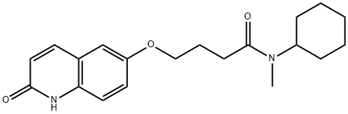 N-シクロヘキシル-4-[(1,2-ジヒドロ-2-オキソキノリン-6-イル)オキシ]-N-メチルブタンアミド 化学構造式